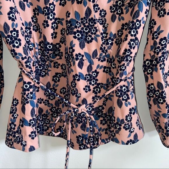 J. Crew Drapey crepe faux-wrap blouse in blush bouquet - Picture 3 of 14